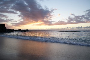 Solnedgang ved Three Tables Beach