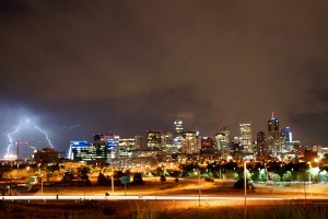 Lyn over downtown Denver