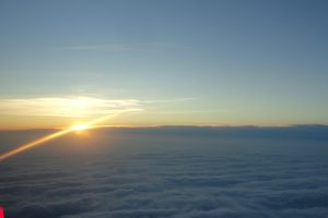 Solnedgang inden vi lander i Billund